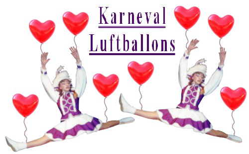 Tanzmariechen schweben mit Luftballons auf den Düsseldorfer Karneval